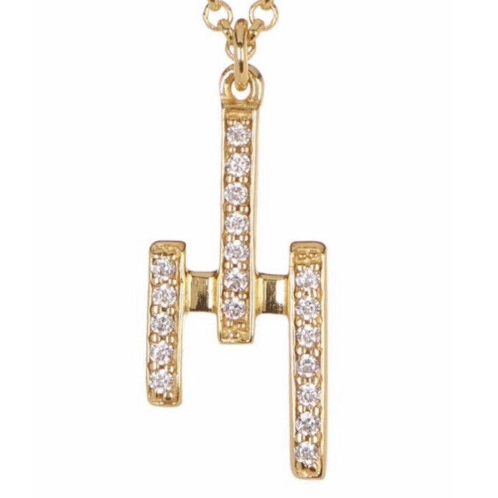 Botkier crystal Pave three stick 18" gold tone‎ necklace Dainty Feminine New